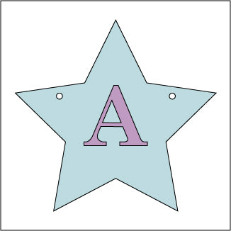 CY130 - Star Mix Match Bunting with Initial - 10cm - Olifantjie - Wooden - MDF - Lasercut - Blank - Craft - Kit - Mixed Media - UK