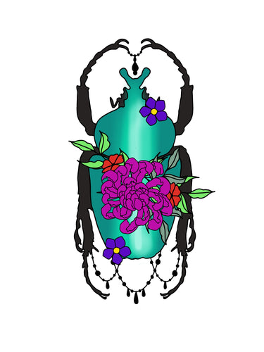OL2892 - MDF Layered Floral Beetle - Olifantjie - Wooden - MDF - Lasercut - Blank - Craft - Kit - Mixed Media - UK