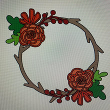 OL685 - MDF Mini wreath - autumn floral - Olifantjie - Wooden - MDF - Lasercut - Blank - Craft - Kit - Mixed Media - UK