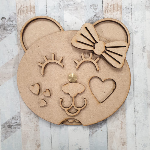 SJ427 - MDF Bear Spinner - Olifantjie - Wooden - MDF - Lasercut - Blank - Craft - Kit - Mixed Media - UK