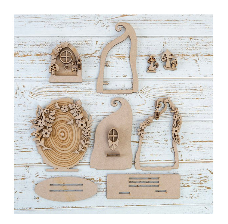 OL368 - 3D MDF Fairy Doors Set - Olifantjie - Wooden - MDF - Lasercut - Blank - Craft - Kit - Mixed Media - UK