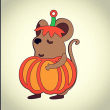 OL396 - MDF Pumpkin Mouse Hanging Halloween Bauble - Olifantjie - Wooden - MDF - Lasercut - Blank - Craft - Kit - Mixed Media - UK