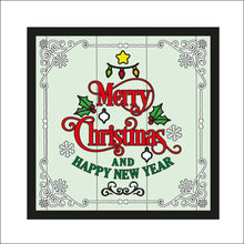 OL2313 - MDF Farmhouse Doodle Christmas - Square layered Plaque -  Merry Christmas Tree - Olifantjie - Wooden - MDF - Lasercut - Blank - Craft - Kit - Mixed Media - UK