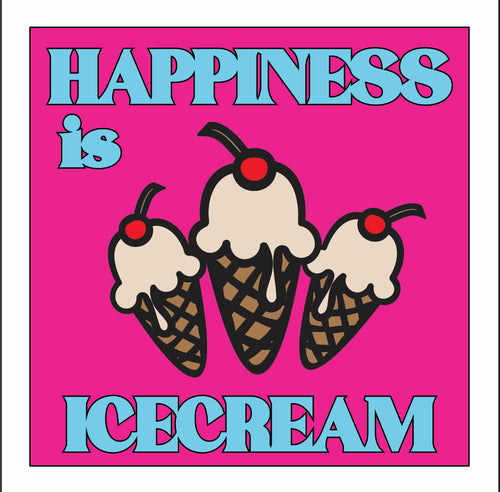 OL3130 - MDF Ladder Insert Tile - Happiness is Icecream - Olifantjie - Wooden - MDF - Lasercut - Blank - Craft - Kit - Mixed Media - UK