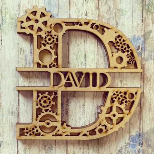 SL024 - Cogs Steampunk Themed Split Layered Personalised Letter - Olifantjie - Wooden - MDF - Lasercut - Blank - Craft - Kit - Mixed Media - UK