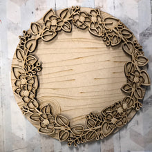 OL2796 - MDF Large Floral Pretty Doodle Wreath - Your wording - Olifantjie - Wooden - MDF - Lasercut - Blank - Craft - Kit - Mixed Media - UK