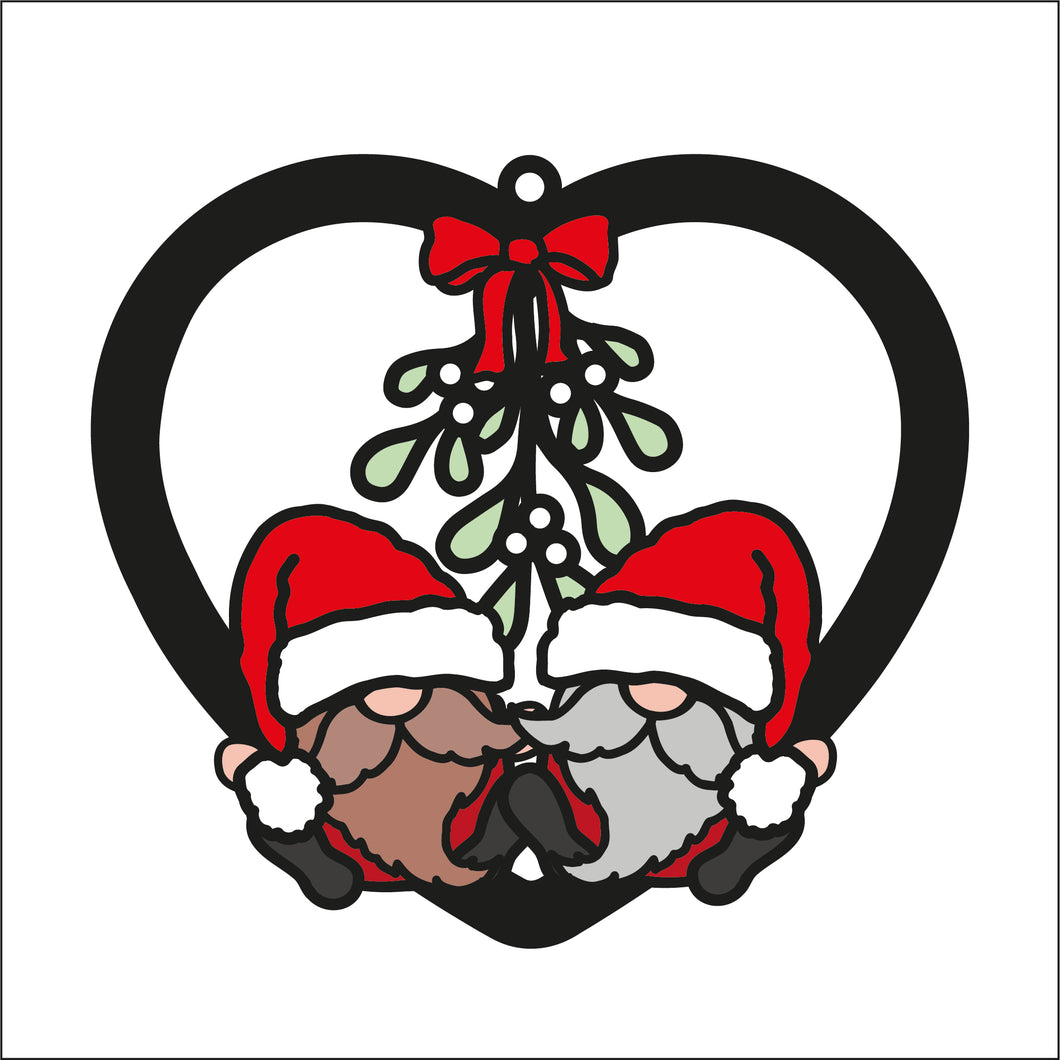 OL2699 - MDF Christmas Gonk doodle Holly Bauble - 2 Males - Olifantjie - Wooden - MDF - Lasercut - Blank - Craft - Kit - Mixed Media - UK