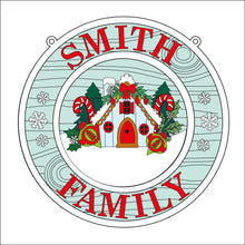 OL2565 - MDF Christmas Farmhouse Framed Circle  Plaque - Your wording - Gingerbread House - Olifantjie - Wooden - MDF - Lasercut - Blank - Craft - Kit - Mixed Media - UK