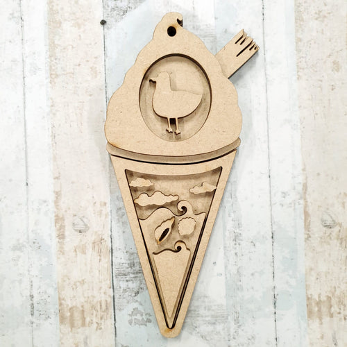 SJ436 - MDF Summer Ice cream cone hanging - Olifantjie - Wooden - MDF - Lasercut - Blank - Craft - Kit - Mixed Media - UK