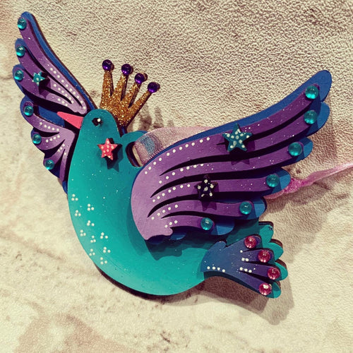SJ501 - MDF Layered Frosty Dove Decoration - Olifantjie - Wooden - MDF - Lasercut - Blank - Craft - Kit - Mixed Media - UK