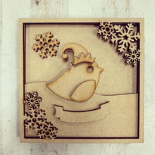 LH016 - MDF Robin Frame Square 3D Plaque - Two Sizes - Olifantjie - Wooden - MDF - Lasercut - Blank - Craft - Kit - Mixed Media - UK