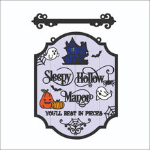 OL2338 - MDF Farmhouse Doodles Halloween - Hanging Sign Layered Plaque - Sleepy Hollow Manor - Olifantjie - Wooden - MDF - Lasercut - Blank - Craft - Kit - Mixed Media - UK