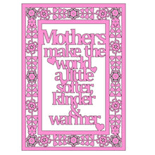 OL533 - MDF A4 ‘Mothers make the world a little softer, kinder and warmer’ Quote Kit - Olifantjie - Wooden - MDF - Lasercut - Blank - Craft - Kit - Mixed Media - UK