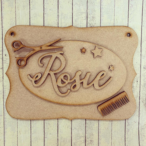 OP044 - MDF Hairdressing Barber Themed Personalised Plaque - Olifantjie - Wooden - MDF - Lasercut - Blank - Craft - Kit - Mixed Media - UK