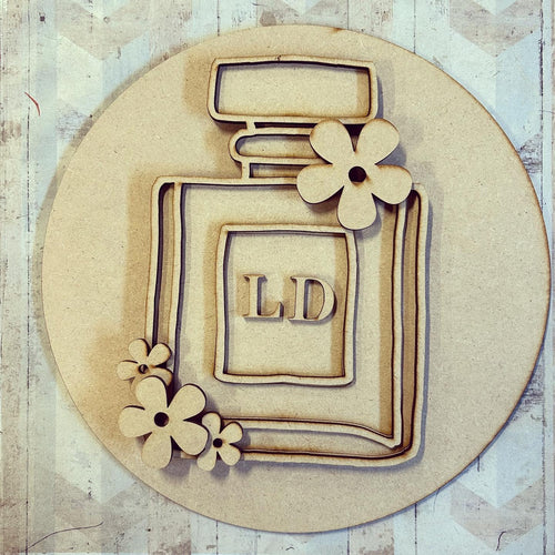 OL2927 - MDF Personalised Perfume / Aftershave Bottle - Simple Flowers - Olifantjie - Wooden - MDF - Lasercut - Blank - Craft - Kit - Mixed Media - UK