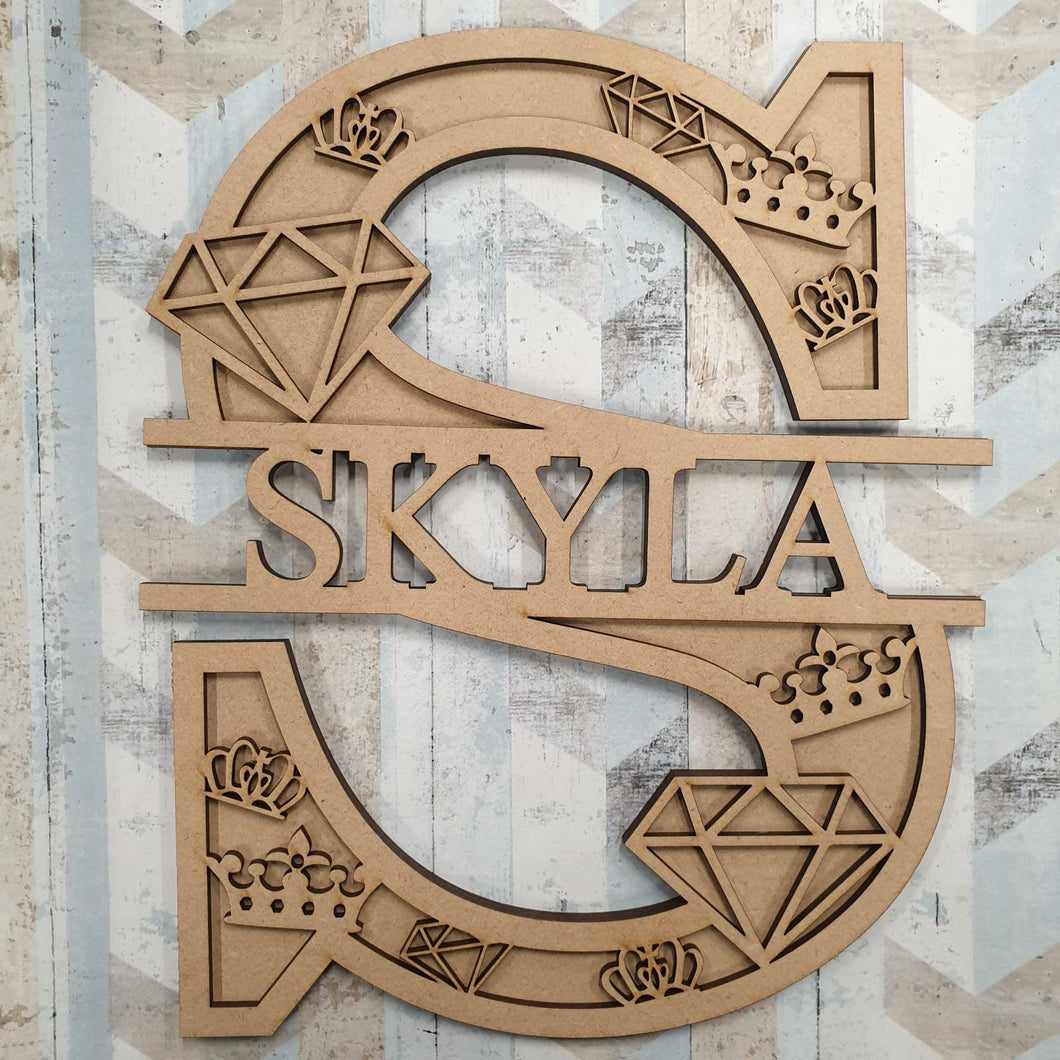 DL054 - MDF Diamond Themed Layered Letter (without name) - Olifantjie - Wooden - MDF - Lasercut - Blank - Craft - Kit - Mixed Media - UK