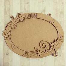 OV006 - MDF Oval Flower Flourish Themed Photo Frame With Hanging - Olifantjie - Wooden - MDF - Lasercut - Blank - Craft - Kit - Mixed Media - UK