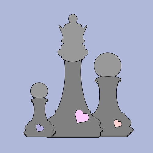 OL385 - MDF Layered  Chess Pieces Large - Create your own layout - Olifantjie - Wooden - MDF - Lasercut - Blank - Craft - Kit - Mixed Media - UK