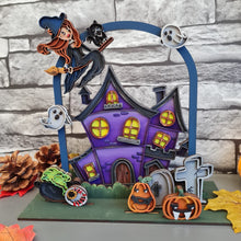 OL2095  - MDF Halloween Freestanding 3d Haunted House doodle kit unpainted! - Olifantjie - Wooden - MDF - Lasercut - Blank - Craft - Kit - Mixed Media - UK