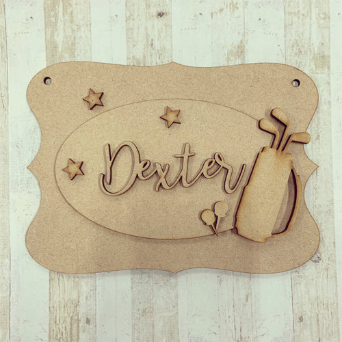 OP058 - MDF Golf Themed Personalised Plaque - Olifantjie - Wooden - MDF - Lasercut - Blank - Craft - Kit - Mixed Media - UK