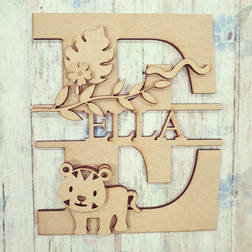 FL042 - Tiger MDF Personalised Split Letter - Olifantjie - Wooden - MDF - Lasercut - Blank - Craft - Kit - Mixed Media - UK