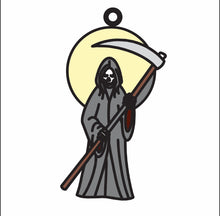 OL3029 - MDF Grim Reaper Doodle Hanging with or without banner - Olifantjie - Wooden - MDF - Lasercut - Blank - Craft - Kit - Mixed Media - UK