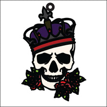 OL3193 - MDF Queen Skull Doodle Hanging with or without banner - Olifantjie - Wooden - MDF - Lasercut - Blank - Craft - Kit - Mixed Media - UK