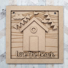 OL630 - MDF Square ‘Love the Beach’ driftwood sign - Olifantjie - Wooden - MDF - Lasercut - Blank - Craft - Kit - Mixed Media - UK
