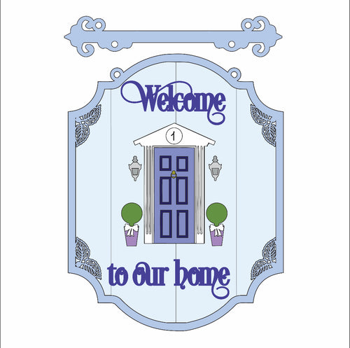 OL3001 - MDF Farmhouse Front Door Scene - Hanging layered Sign  -  Style 1 - Olifantjie - Wooden - MDF - Lasercut - Blank - Craft - Kit - Mixed Media - UK