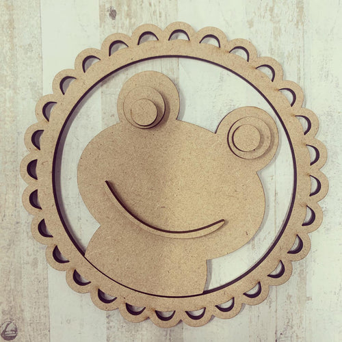 CH165 - MDF Frog Frame - optional backing - Olifantjie - Wooden - MDF - Lasercut - Blank - Craft - Kit - Mixed Media - UK