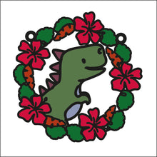 OL2717 - MDF  Dinosaur doodle Floral hanging Bauble - Dino 1 - Olifantjie - Wooden - MDF - Lasercut - Blank - Craft - Kit - Mixed Media - UK