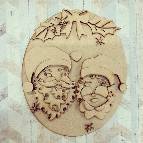 OL1173 - MDF Mr & Mrs Claus Plaque - Olifantjie - Wooden - MDF - Lasercut - Blank - Craft - Kit - Mixed Media - UK