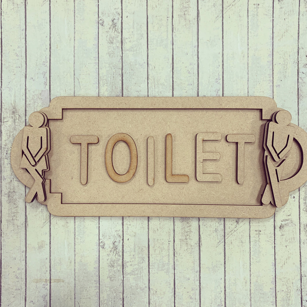 SS096 - MDF Toilet People Theme Personalised Street Sign - Medium (8 letters) - Olifantjie - Wooden - MDF - Lasercut - Blank - Craft - Kit - Mixed Media - UK