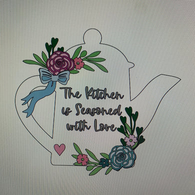 Sale OL695 - MDF Personalised (upto 3 lines) Large Floral Tall Teapot - Pretty floral - Olifantjie - Wooden - MDF - Lasercut - Blank - Craft - Kit - Mixed Media - UK