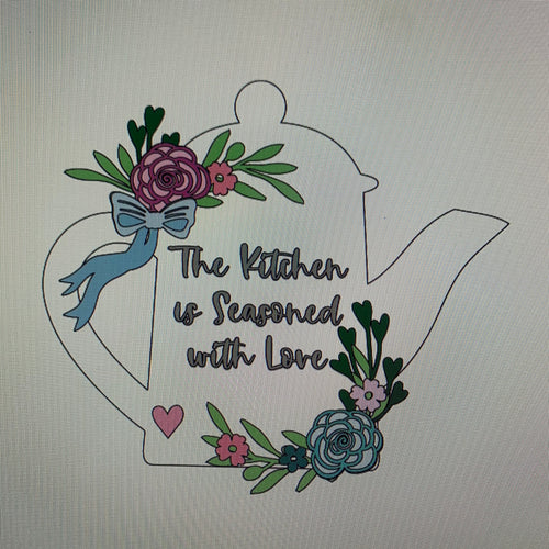 OL695 - MDF Personalised (upto 3 lines) Large Floral Tall Teapot - Pretty floral - Olifantjie - Wooden - MDF - Lasercut - Blank - Craft - Kit - Mixed Media - UK
