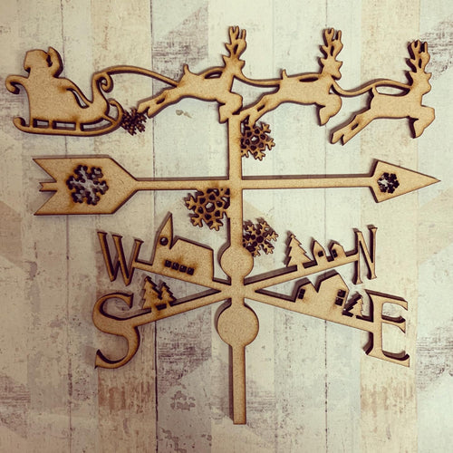 OL995 - MDF Christmas weather vane - Olifantjie - Wooden - MDF - Lasercut - Blank - Craft - Kit - Mixed Media - UK