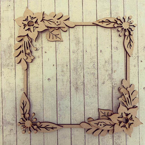 SW008 - MDF Amazing Passion Flower Square Floral Wreath - Olifantjie - Wooden - MDF - Lasercut - Blank - Craft - Kit - Mixed Media - UK