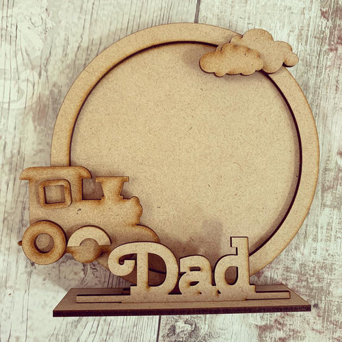 CF045 - MDF Train Themed Personalised Freestanding Circular Photo Frame - Olifantjie - Wooden - MDF - Lasercut - Blank - Craft - Kit - Mixed Media - UK