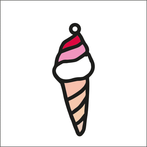 OL2003 - MDF Doodle Unicorn Hanging - Style 10 Unicorn Ice cream - Olifantjie - Wooden - MDF - Lasercut - Blank - Craft - Kit - Mixed Media - UK