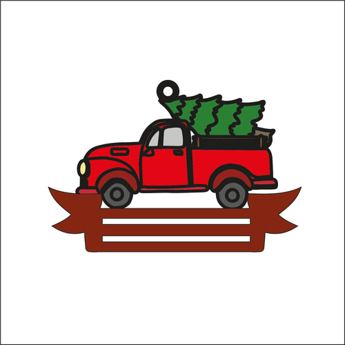 OL2654 - MDF Note Holder - Truck with Tree - with additional banner - Olifantjie - Wooden - MDF - Lasercut - Blank - Craft - Kit - Mixed Media - UK