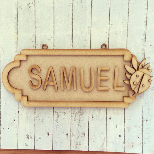SS050 - MDF Ladybird Personalised Street Sign - Medium (8 letters) - Olifantjie - Wooden - MDF - Lasercut - Blank - Craft - Kit - Mixed Media - UK