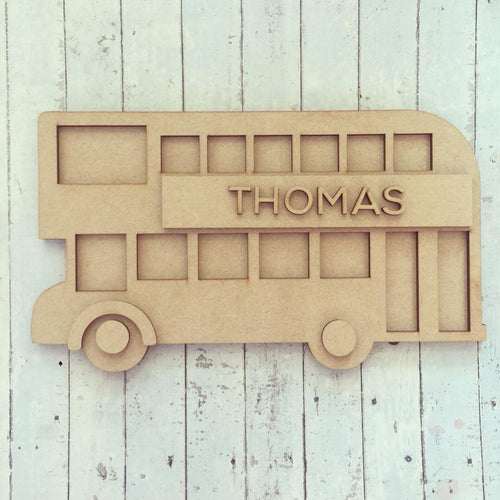 OL245 - MDF Double Decker Bus Hanging - Olifantjie - Wooden - MDF - Lasercut - Blank - Craft - Kit - Mixed Media - UK