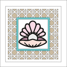 OL2405  - MDF Rattan Effect Square Plaque Mermaid Doodle - Pearl - Olifantjie - Wooden - MDF - Lasercut - Blank - Craft - Kit - Mixed Media - UK