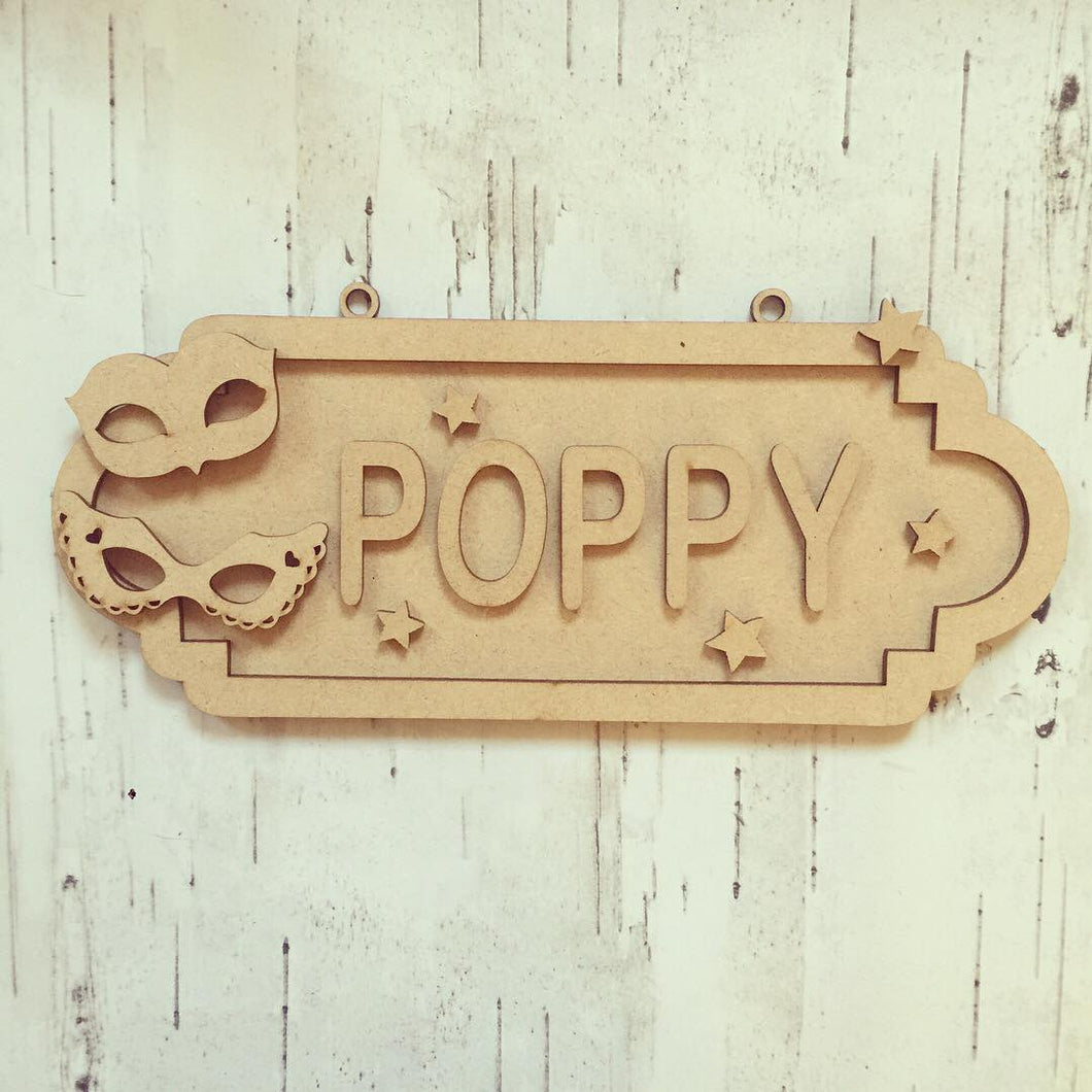 SS055 - MDF Theater Masks theme Personalised Street Sign - Large (12 letters) - Olifantjie - Wooden - MDF - Lasercut - Blank - Craft - Kit - Mixed Media - UK