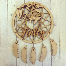DC023 - MDF Monkey Dream Catcher - with Initial, Initials, Name or Wording - Olifantjie - Wooden - MDF - Lasercut - Blank - Craft - Kit - Mixed Media - UK