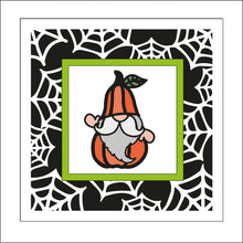 OL2247 - MDF Rattan Effect Square Plaque Halloween Gonk Doodle -  Male Pumpkin gnome - Olifantjie - Wooden - MDF - Lasercut - Blank - Craft - Kit - Mixed Media - UK
