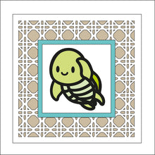 OL2404  - MDF Rattan Effect Square Plaque Mermaid Doodle - Turtle - Olifantjie - Wooden - MDF - Lasercut - Blank - Craft - Kit - Mixed Media - UK