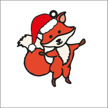 OL2067 - MDF Doodle Christmas Woodland Hanging - Fox 1 hat - with or without banner - Olifantjie - Wooden - MDF - Lasercut - Blank - Craft - Kit - Mixed Media - UK