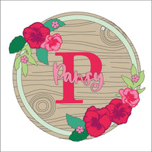 OL1466 - MDF Pansy floral wreath personalised - Olifantjie - Wooden - MDF - Lasercut - Blank - Craft - Kit - Mixed Media - UK