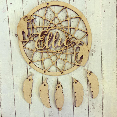 DC025 - MDF Penguin Dream Catcher - with Initial, Initials, Name or Wording - Olifantjie - Wooden - MDF - Lasercut - Blank - Craft - Kit - Mixed Media - UK